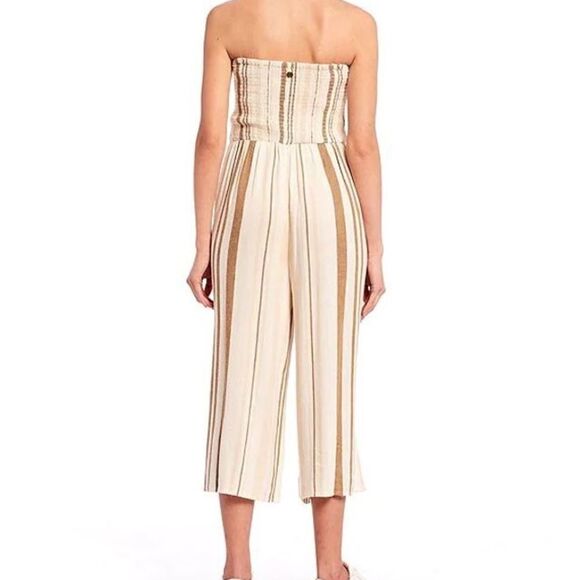 Ripcurl Sol Linen Smocked Cropped Jumpsuit - Picture 2 of 13